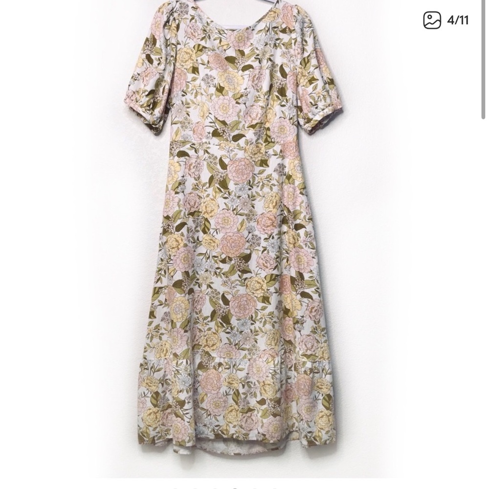 Who What Wear Floral linen midi dress XS
